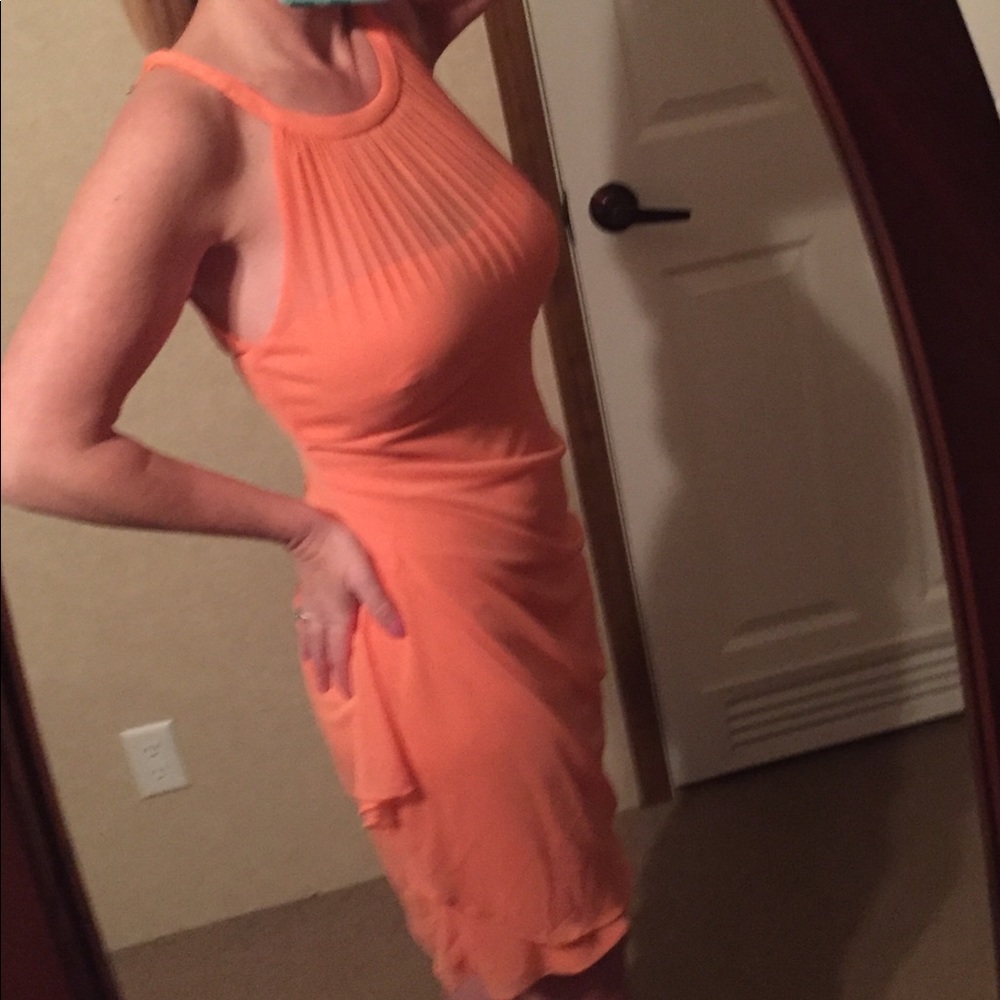 Lined, peach dress